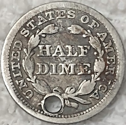 1953 Liberty Seated half dime with arrows holed1.jpg