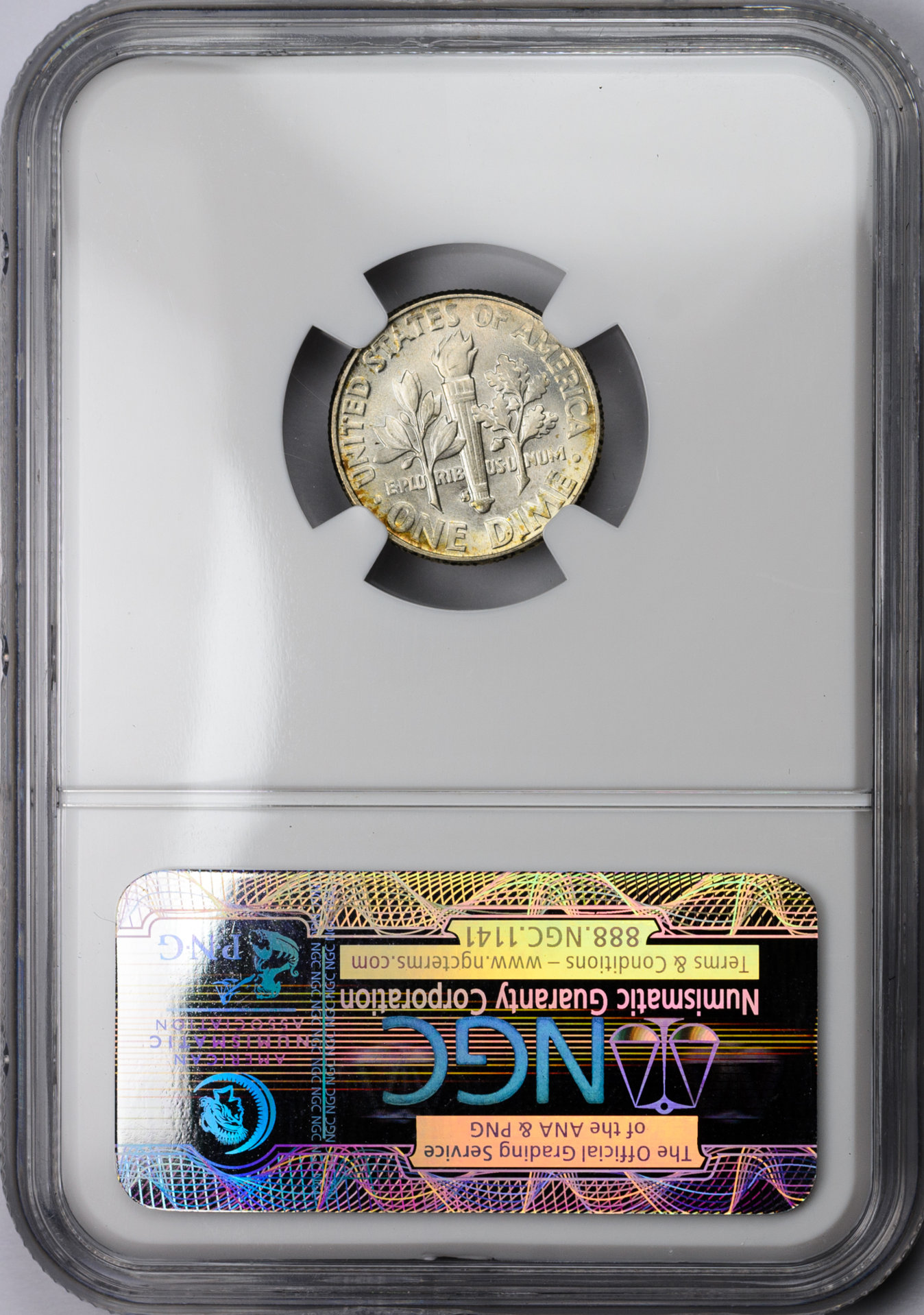 1953 S 10C DIME - ROOSEVELT, SILVER NGC MS65 4148176-006 Rev Slab.jpg
