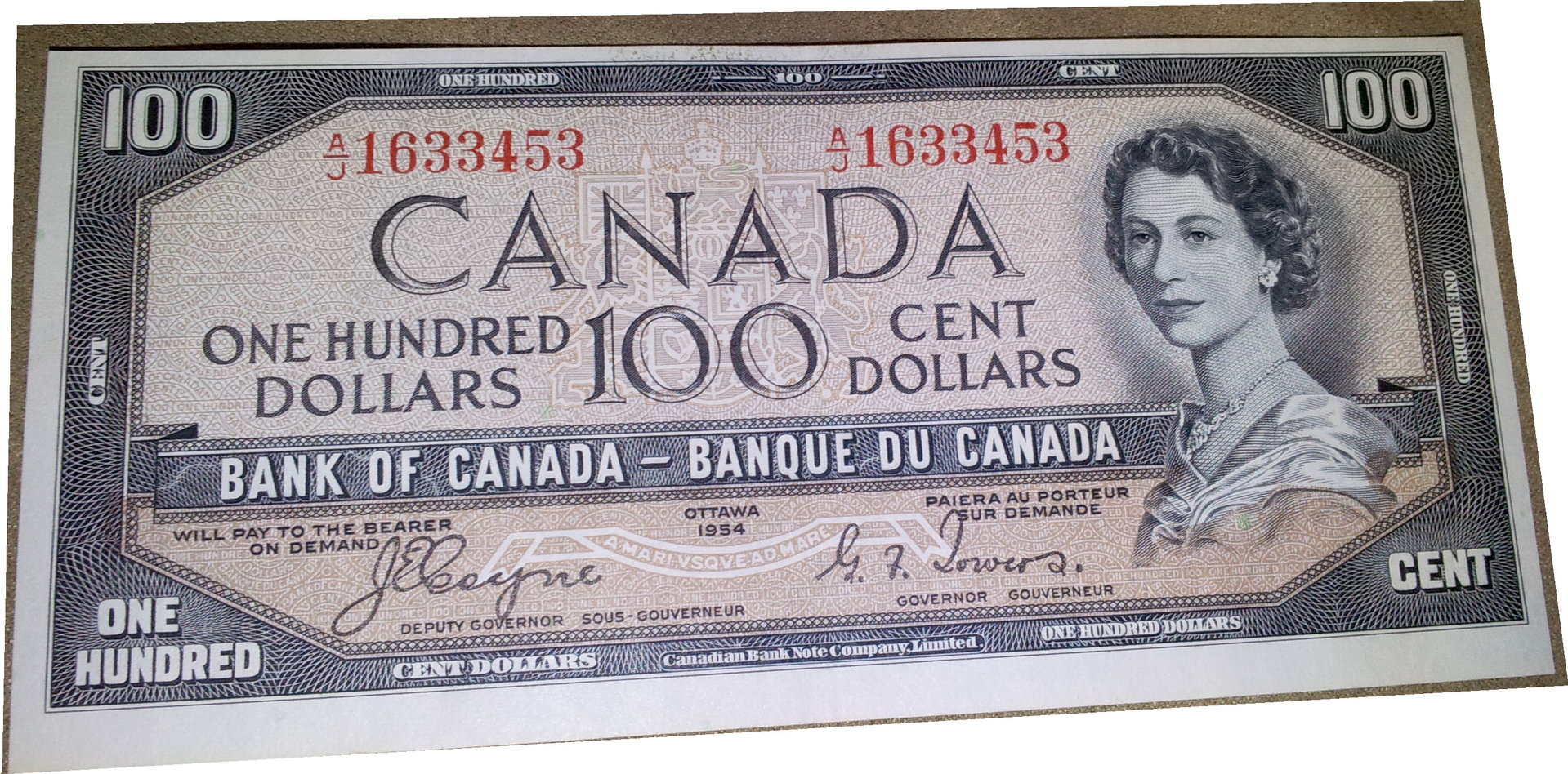 1954  Canada 100 Hundred Devil's Face.JPG