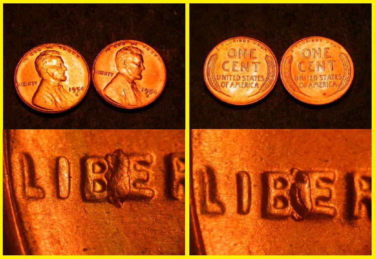 1954-S BIE Cents 2 Different Choice Cherry Red Bu Lincoln Cent Error.jpg