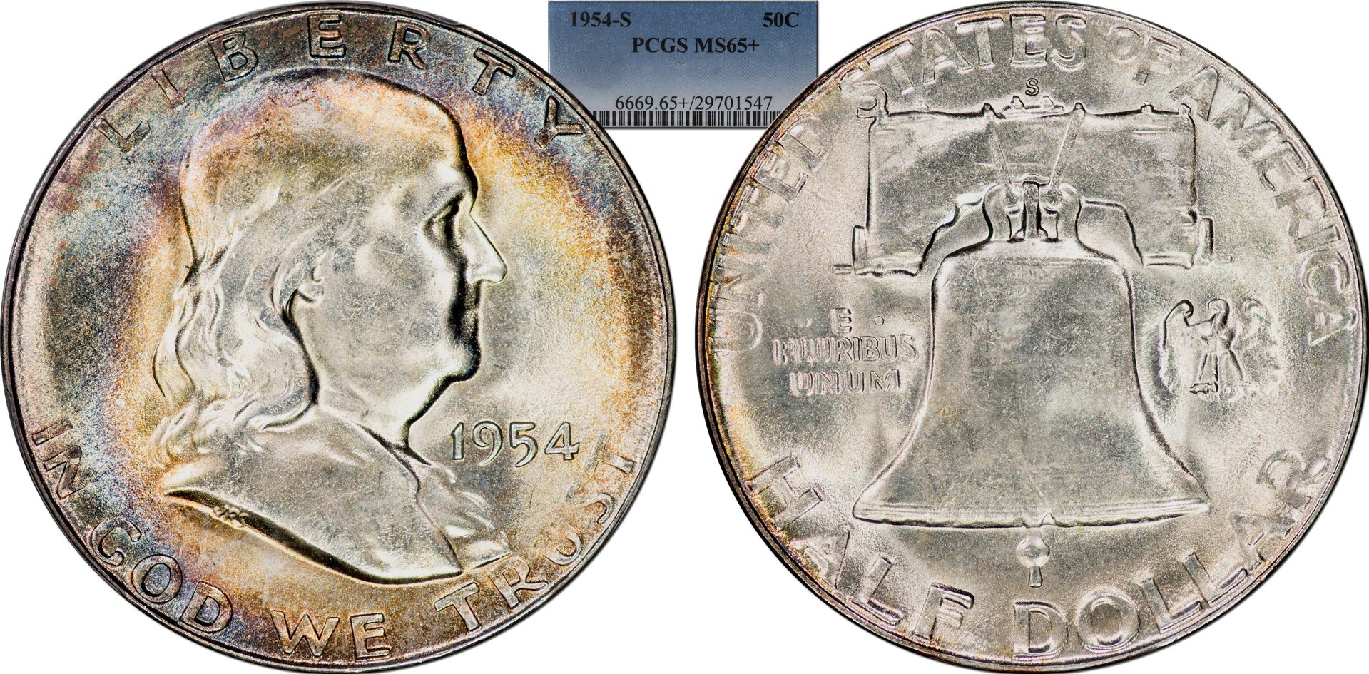 1954 S Franklin Half PCGS MS65.jpg