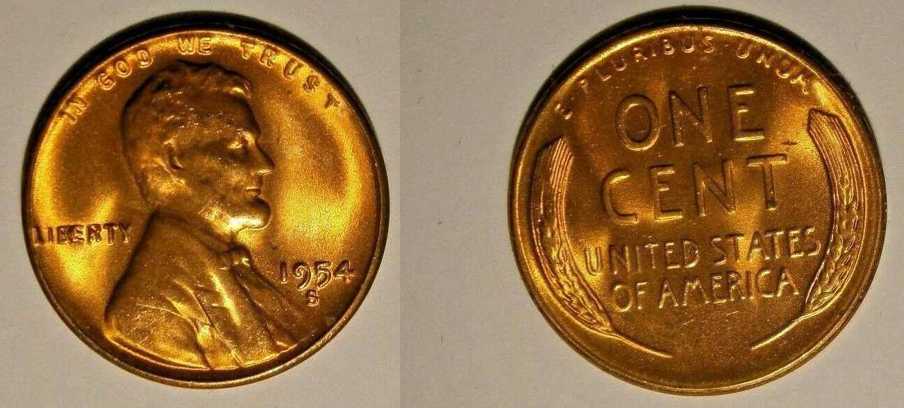 1954-S Lincoln Cent - BIE Error Ch Bu Red  $12. + $2.99 .jpg