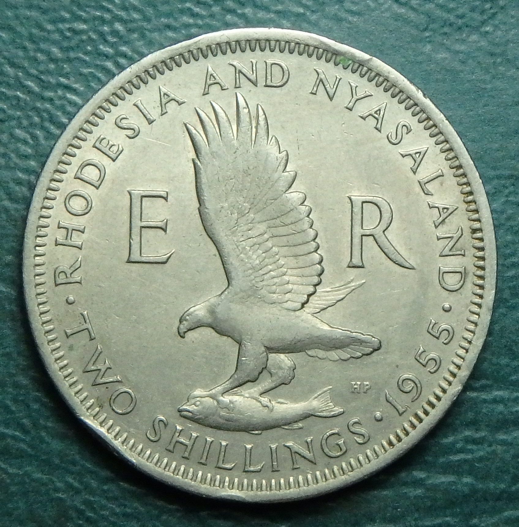1955 Rhodesia and Nyasaland 2 shilling rev.JPG