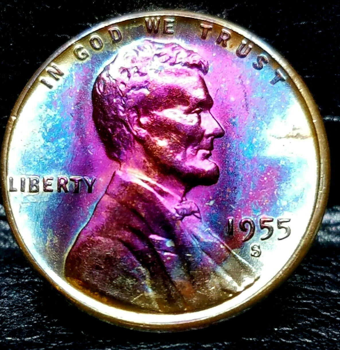 1955-S Lincoln  Cent  Toned  Superb Ms++ Gem++  $6.50 + 000  283951159028  bdoubrava 12012 o.jpg