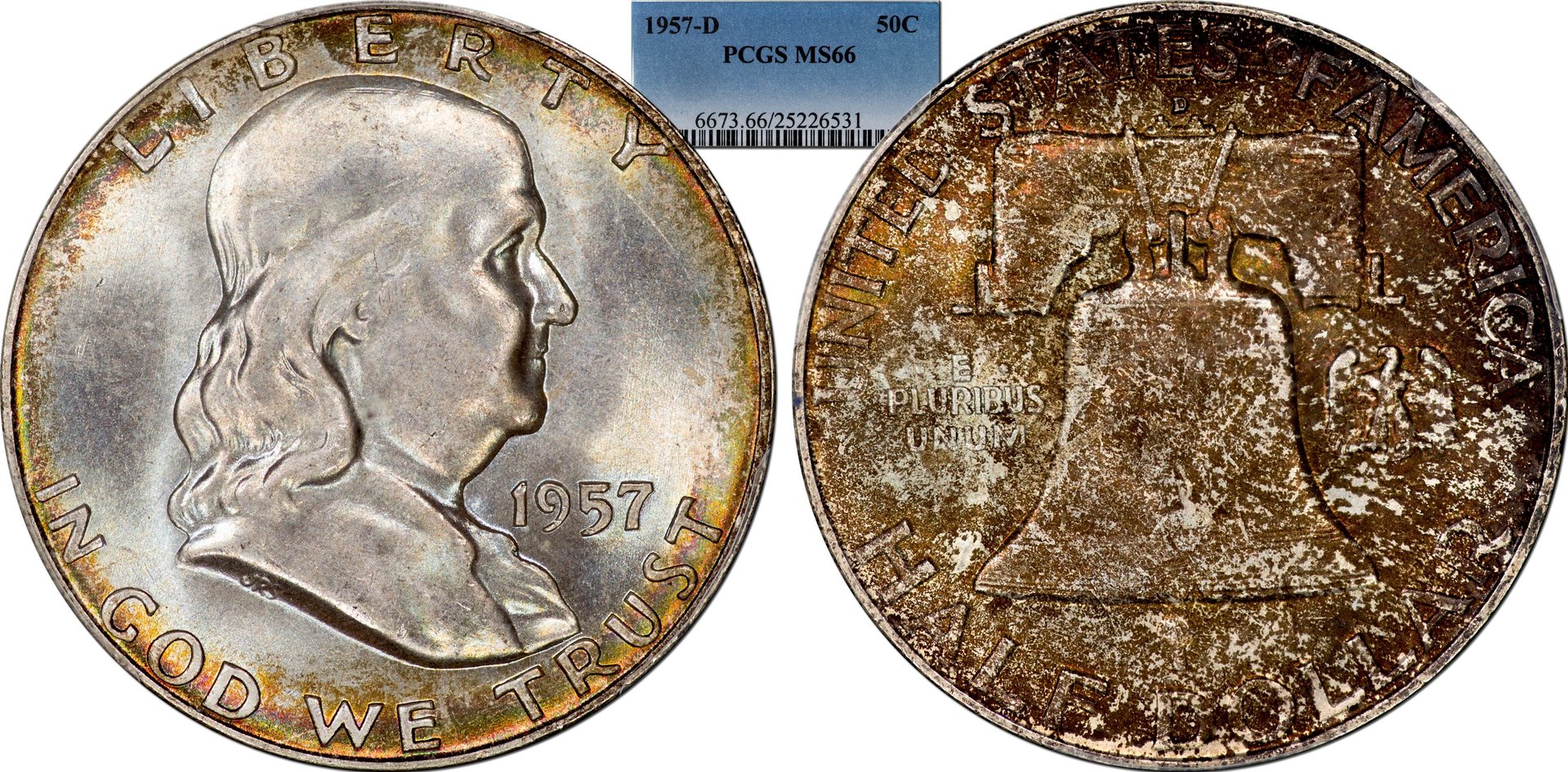 1957 D Franklin Half PCGS MS66.jpg