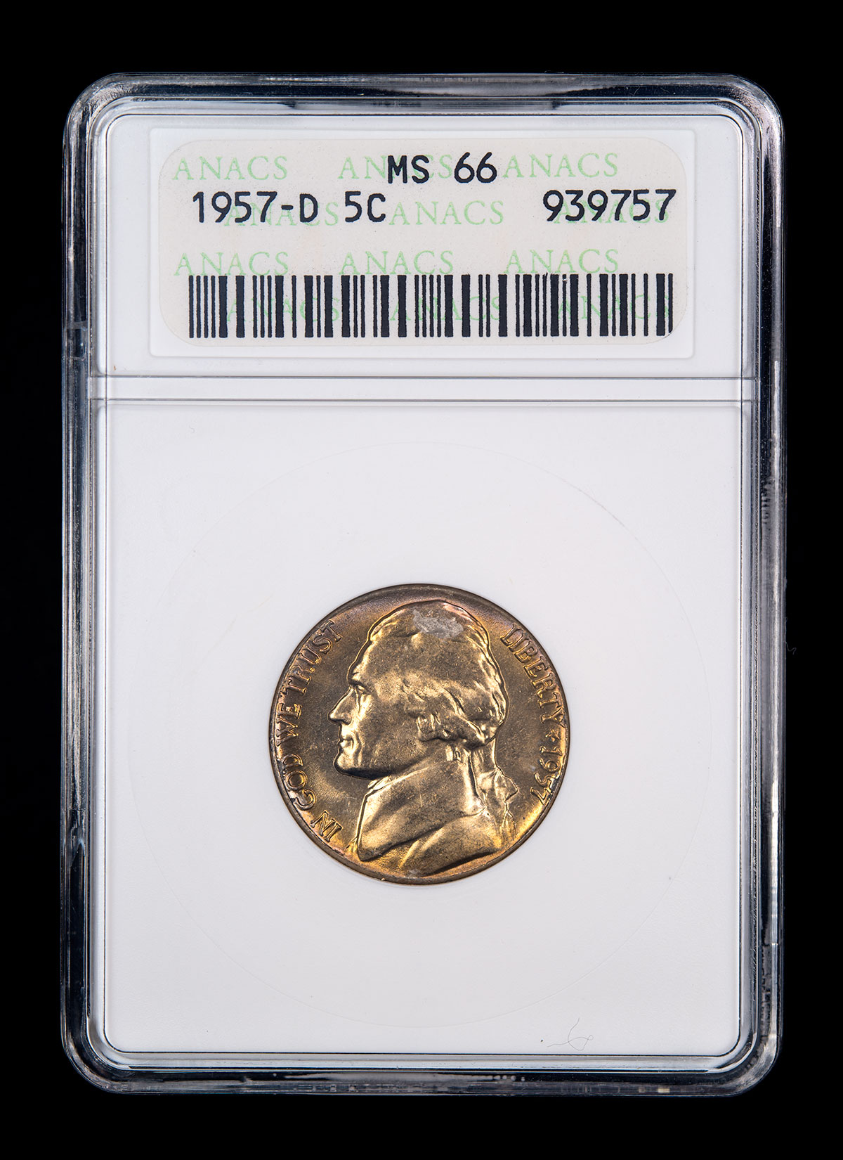 1957-D-Jefferson-Nickel-ANACS-MS66-Slab-Front.jpg