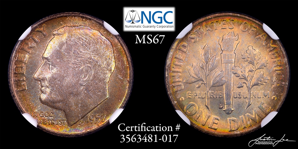 1957 D Roosevelt Dime NGC MS 67 Small Black.jpg