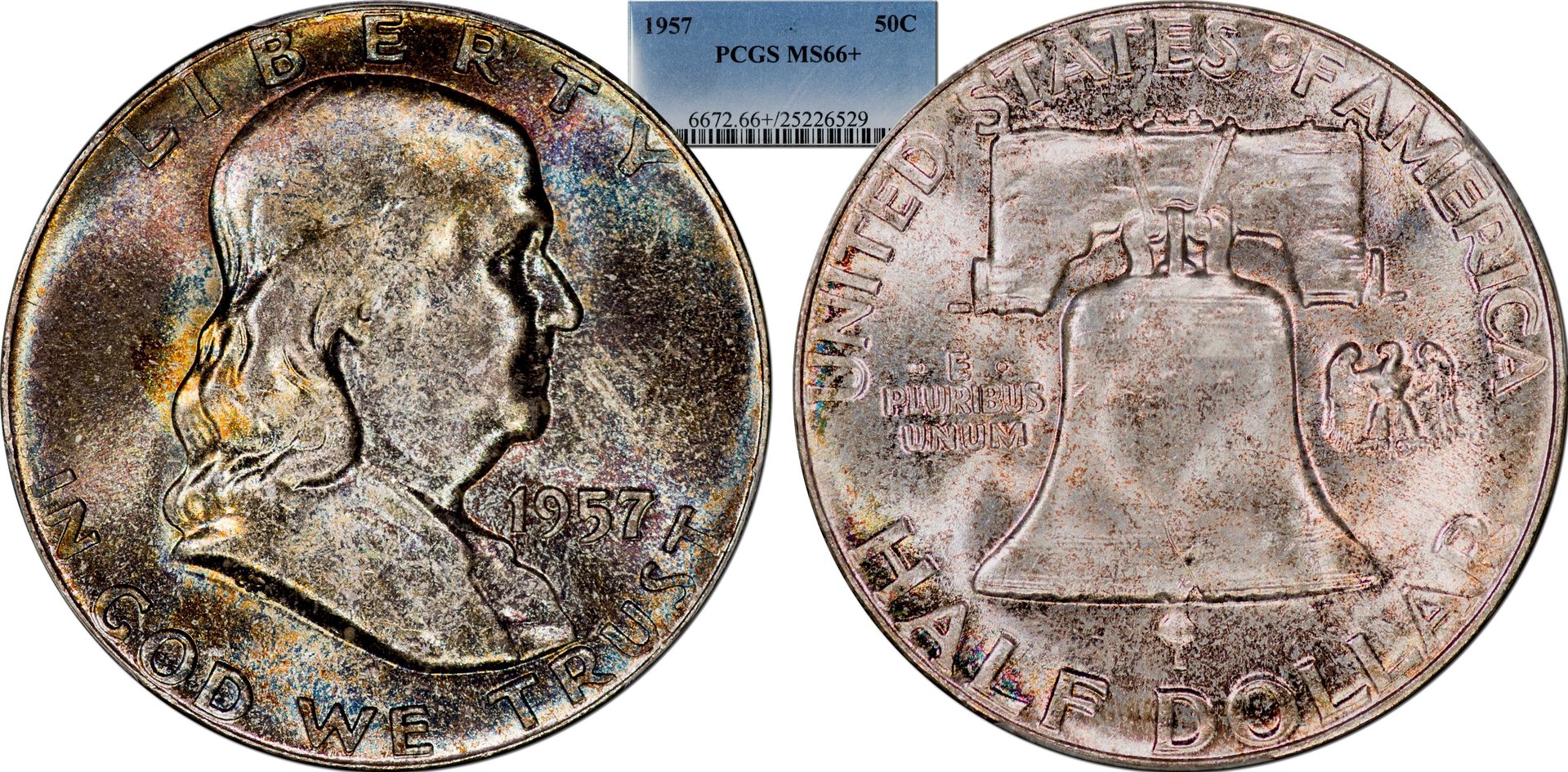 1957 Franklin Half PCGS MS66.jpg