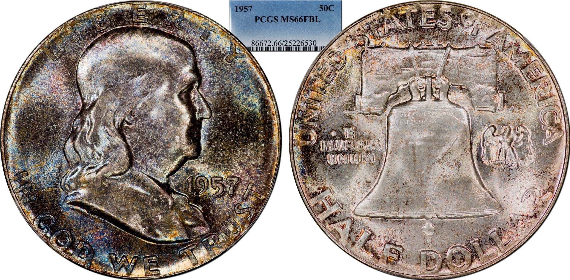 1957 Franklin Half PCGS MS66FBL.jpg
