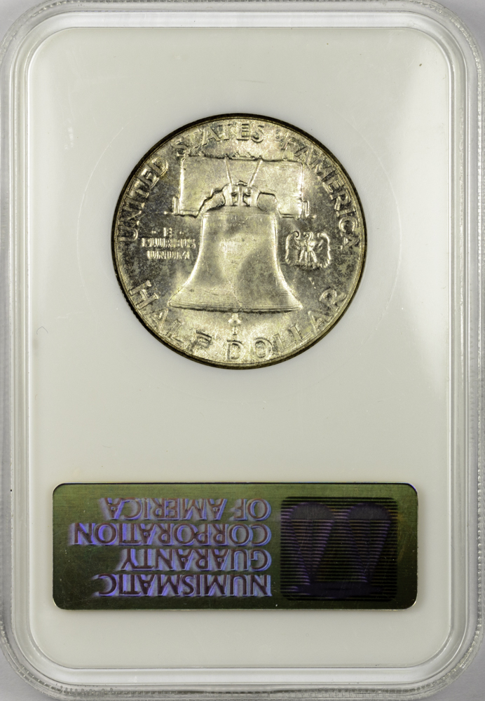 1957 HALF DOLLAR - FRANKLIN NGC MS 65, CAC green! 50C Rev Slab.jpg