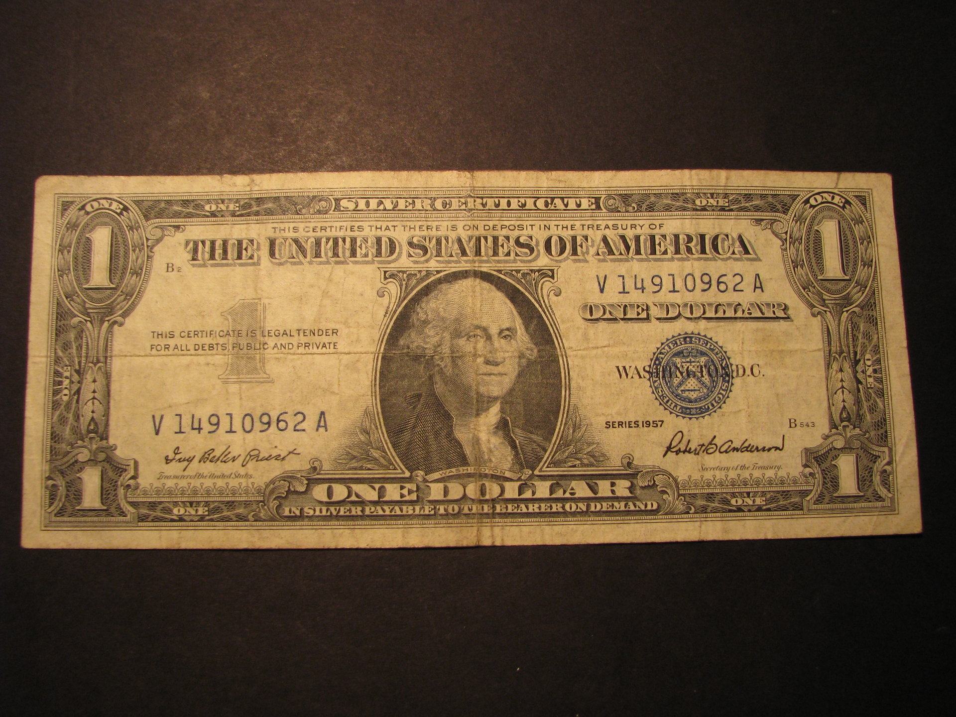 1957 Silver Certificate CT Contest Prize.JPG