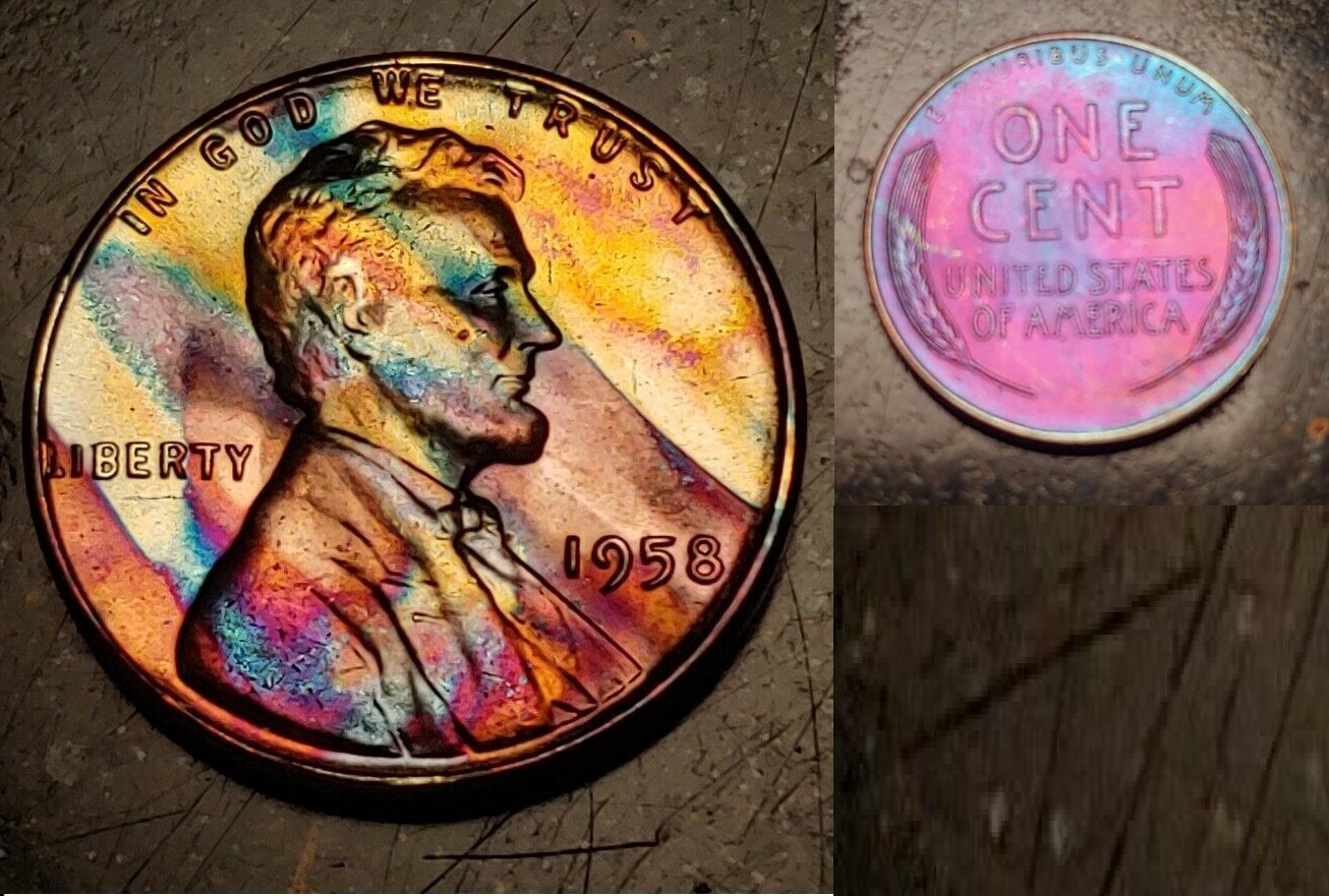 1958-Wheat Cent Multi-Color Tone Lincoln Bu  $3.25 + $1  133489281511  jat o.jpg