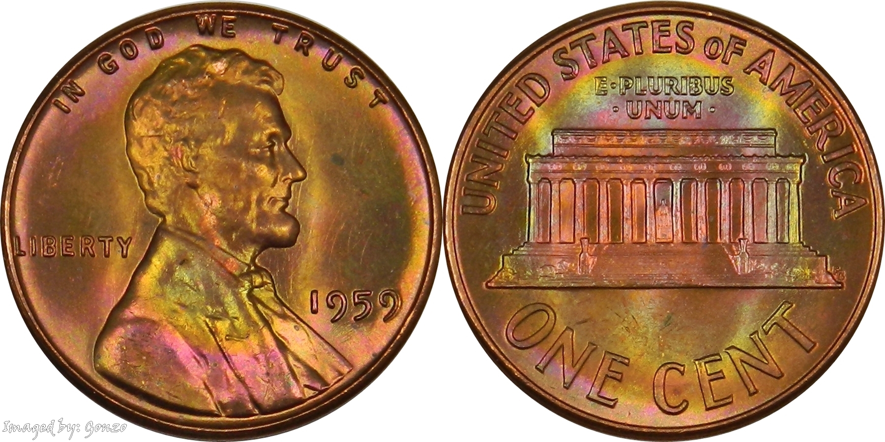 1959 Lincoln 1c Raindow Toned Coin 1 Combo.jpg