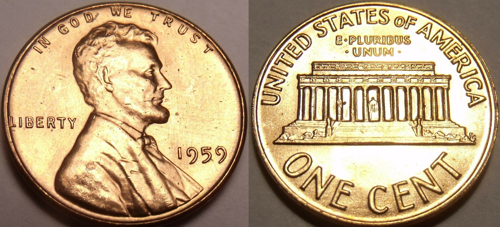 1959 Lincoln Penny, MS65 Red.jpg