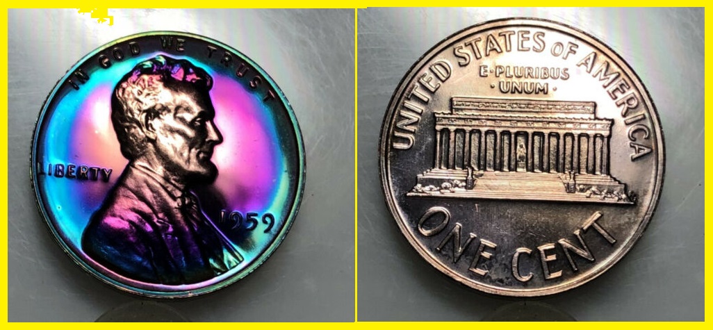 1959- Prf Lincoln Cent Monster Rainbow Toned  $7.06 + $2  193610435269  beachegrl1 o.jpg