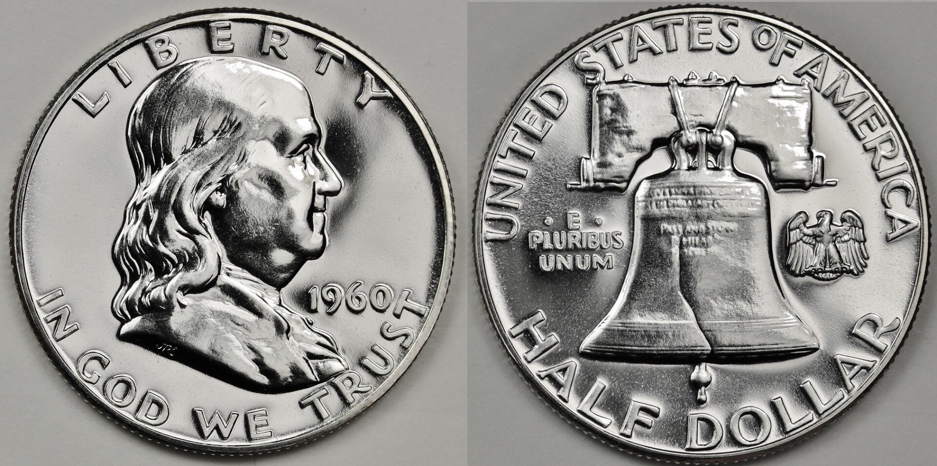 1960 Franklin Half Dollar. Proof. Nice White Coin. No Toning..jpg