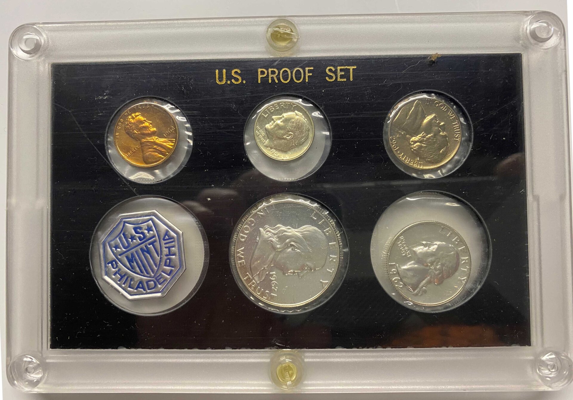 Capital Holder For 1957 US Proof Set 2x6 White Plastic Display Case Cent to Half 