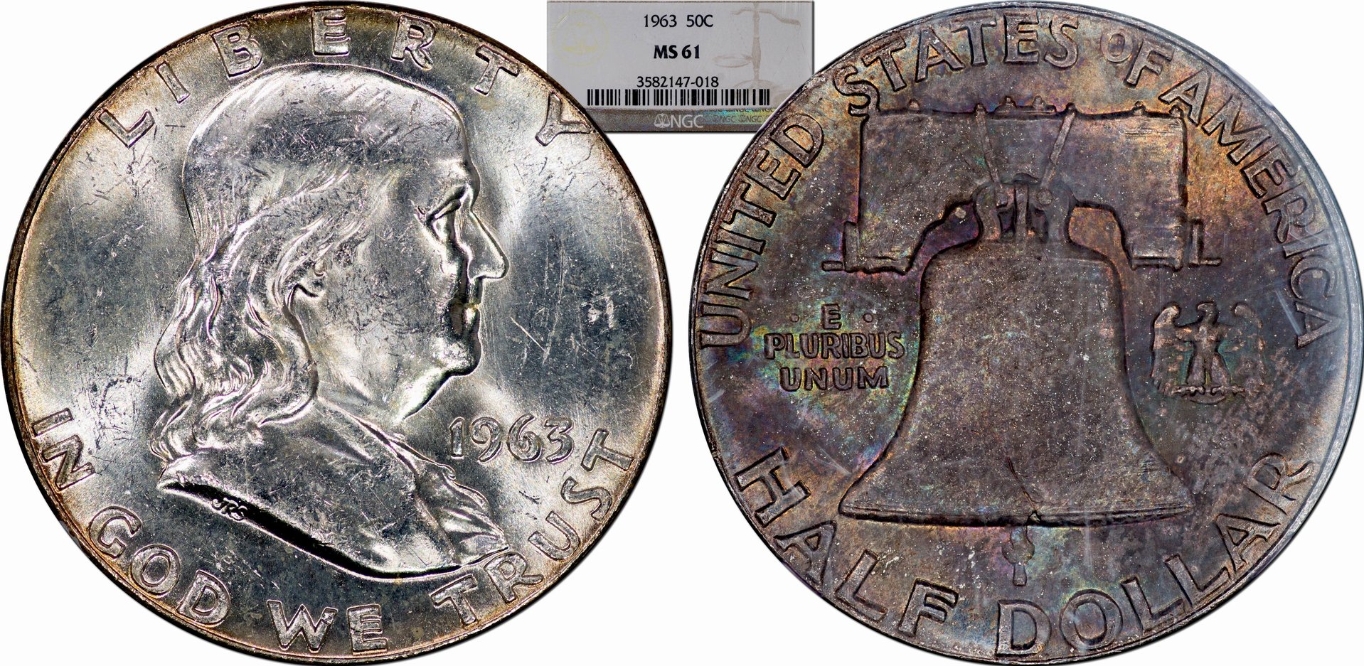 1963 Franklin Half NGC MS61.jpg