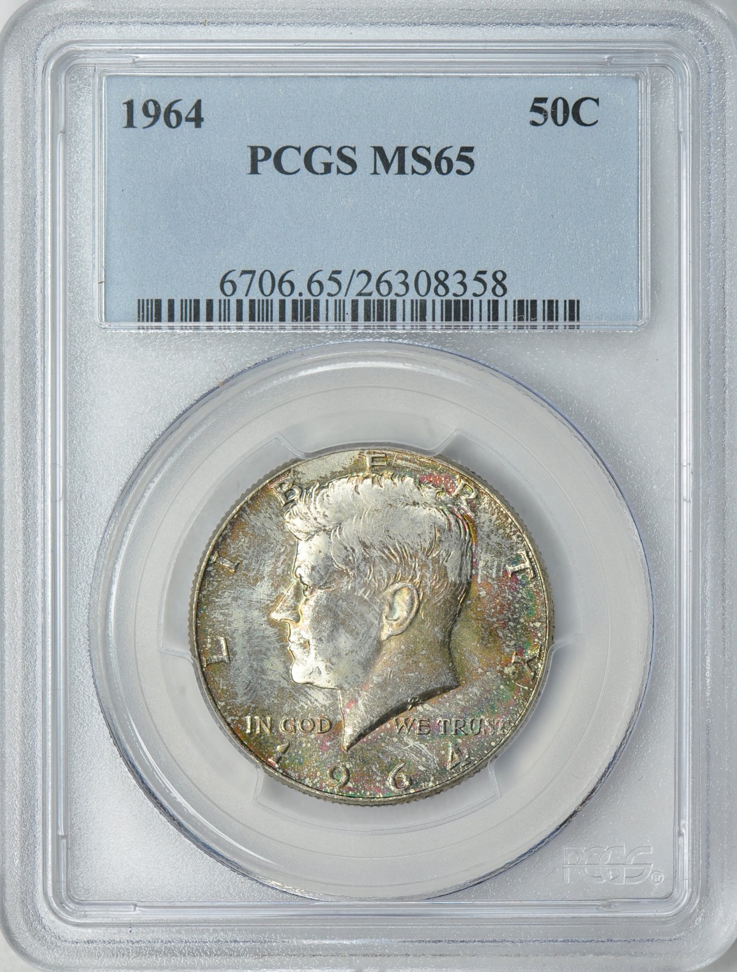 1964 50C HALF DOLLAR - KENNEDY, SILVER PCGS MS65 26308358 Obv Slab GC.jpg