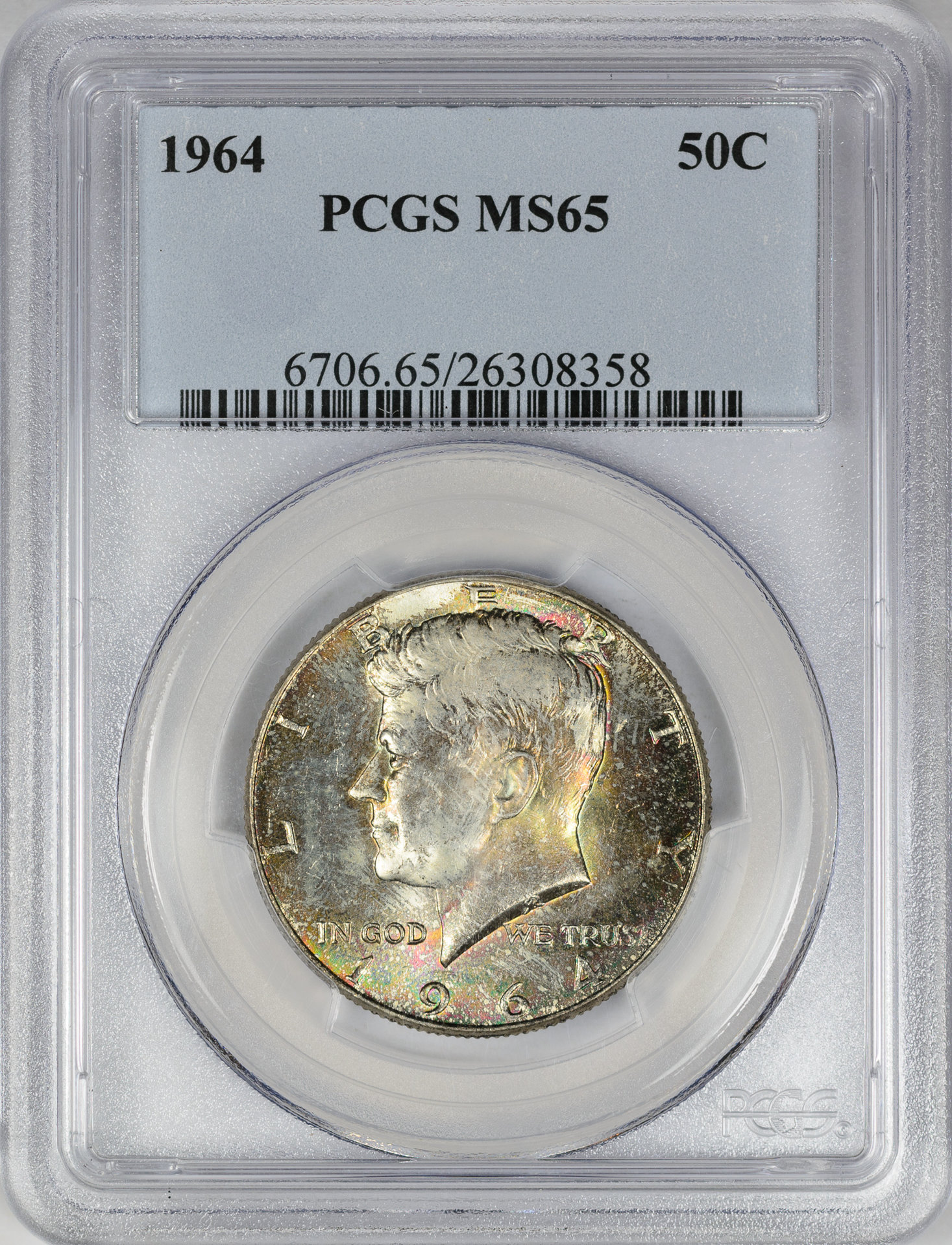 1964 50C HALF DOLLAR - KENNEDY, SILVER PCGS MS65 26308358 Obv Slab.jpg