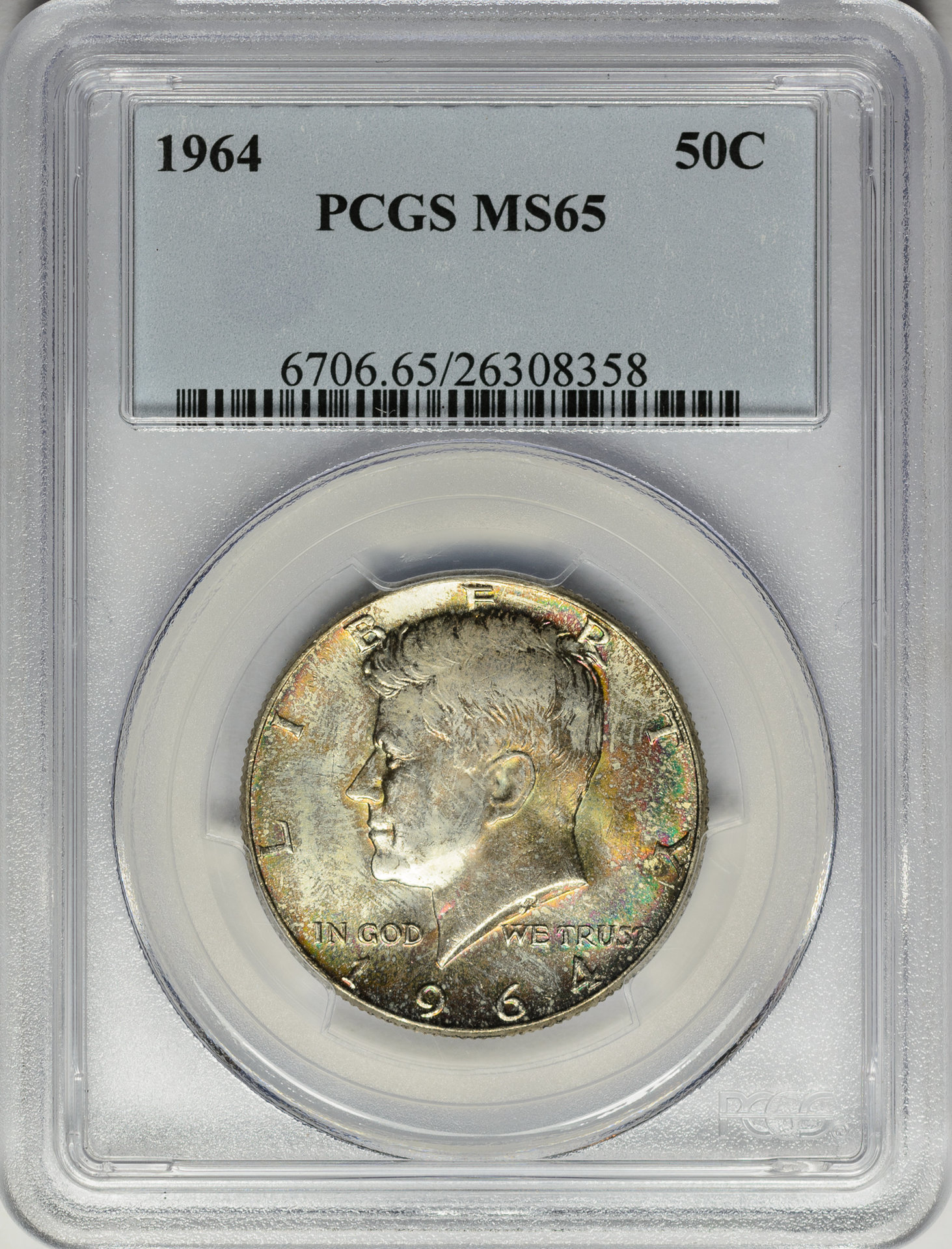 1964 50C HALF DOLLAR - KENNEDY, SILVER PCGS MS65 26308358 Obv Slab v2.jpg