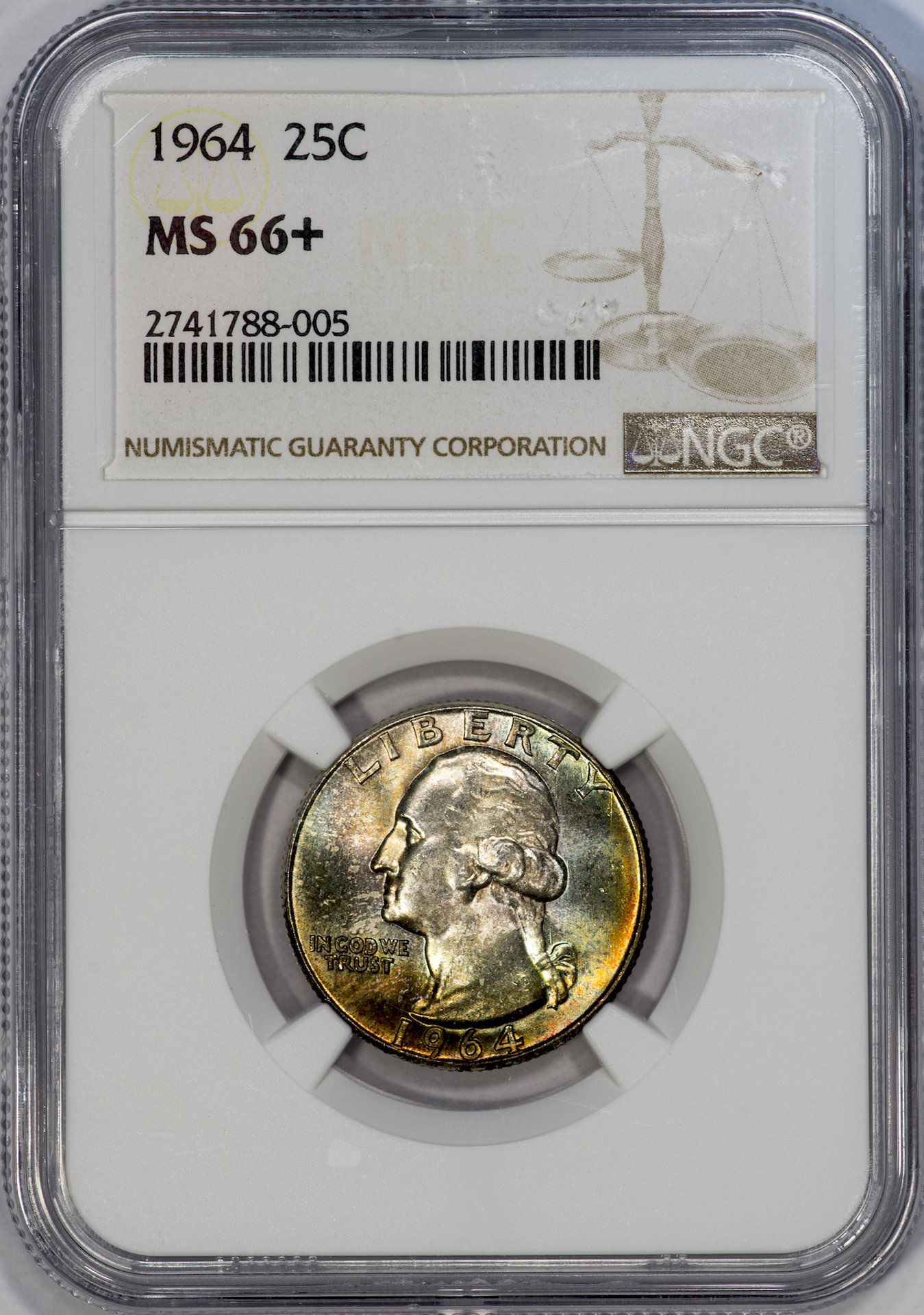 1964 Washington Quarter NGC MS66PLUS Slab - Obverse.jpg