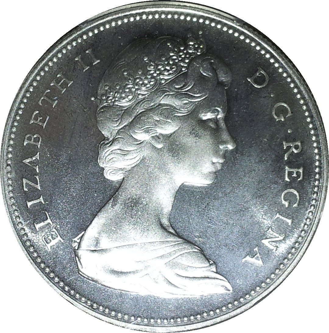 1965 Canada Dollar Type 3 Lg Bds Blunt 5 PL67 Obv.JPG