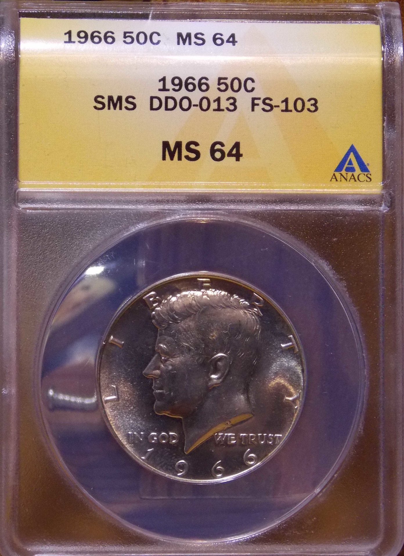 1966 ANACS SMS MS64 DDO-013 FS-103 OCoin Show Kennedy's.jpg