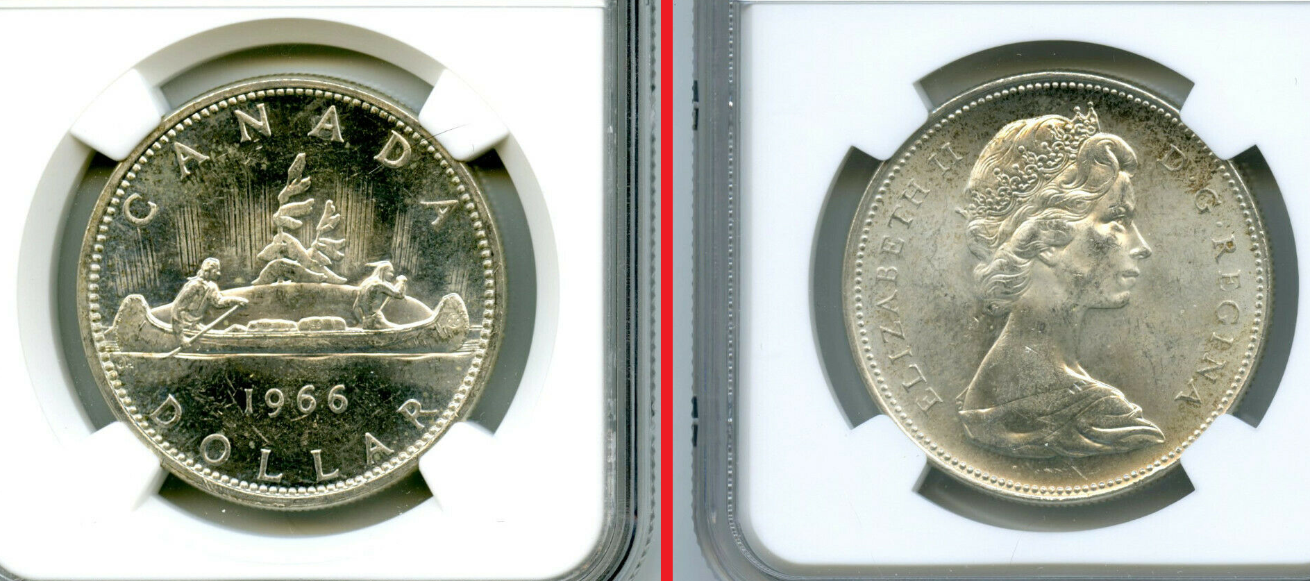 1966 Ms-63 NGC Canada Silver $  Lg Beads Voyageur  $12.50 + $4.99  372693139620  u.png