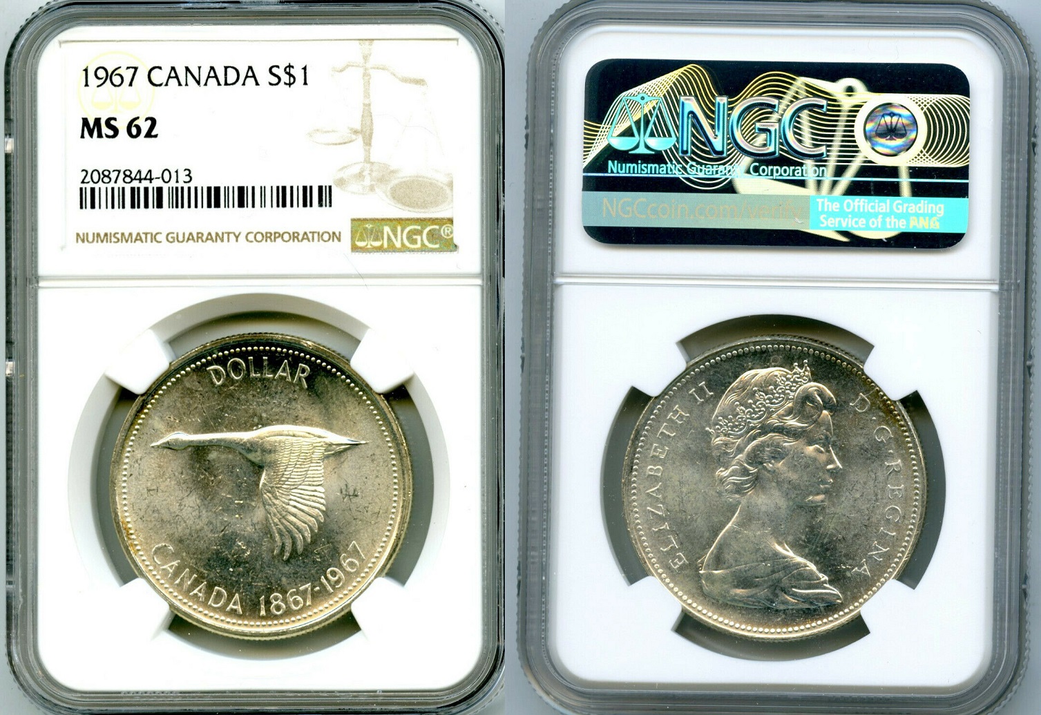 1967 Canada Silver $ NGC Ms-62 Flying Goose  $18.51 + $4.99  372694102500  e_coins o.jpg