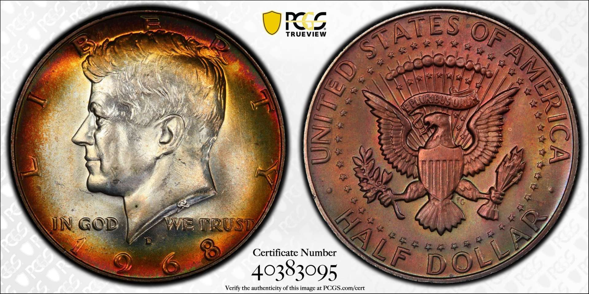 1968 D 50C HALF DOLLARS - KENNEDY PCGS MS65 40383095 TrueView.jpg