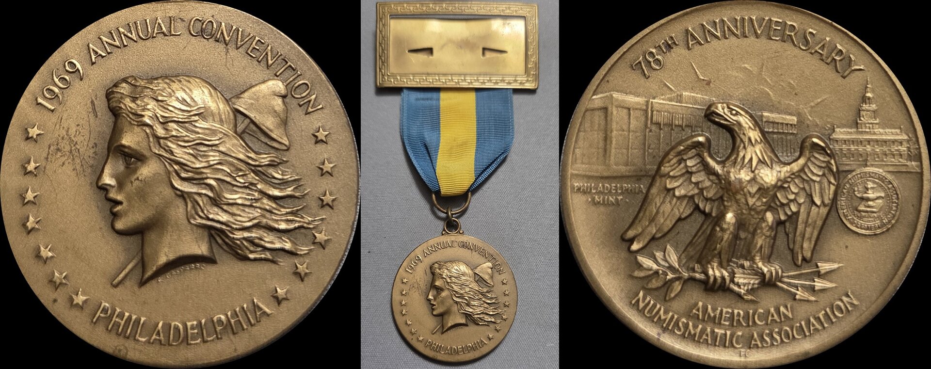 1969 ANA American Numismatic Association Convention Badge Medal Philadelphia PA 1A1-horz.jpg