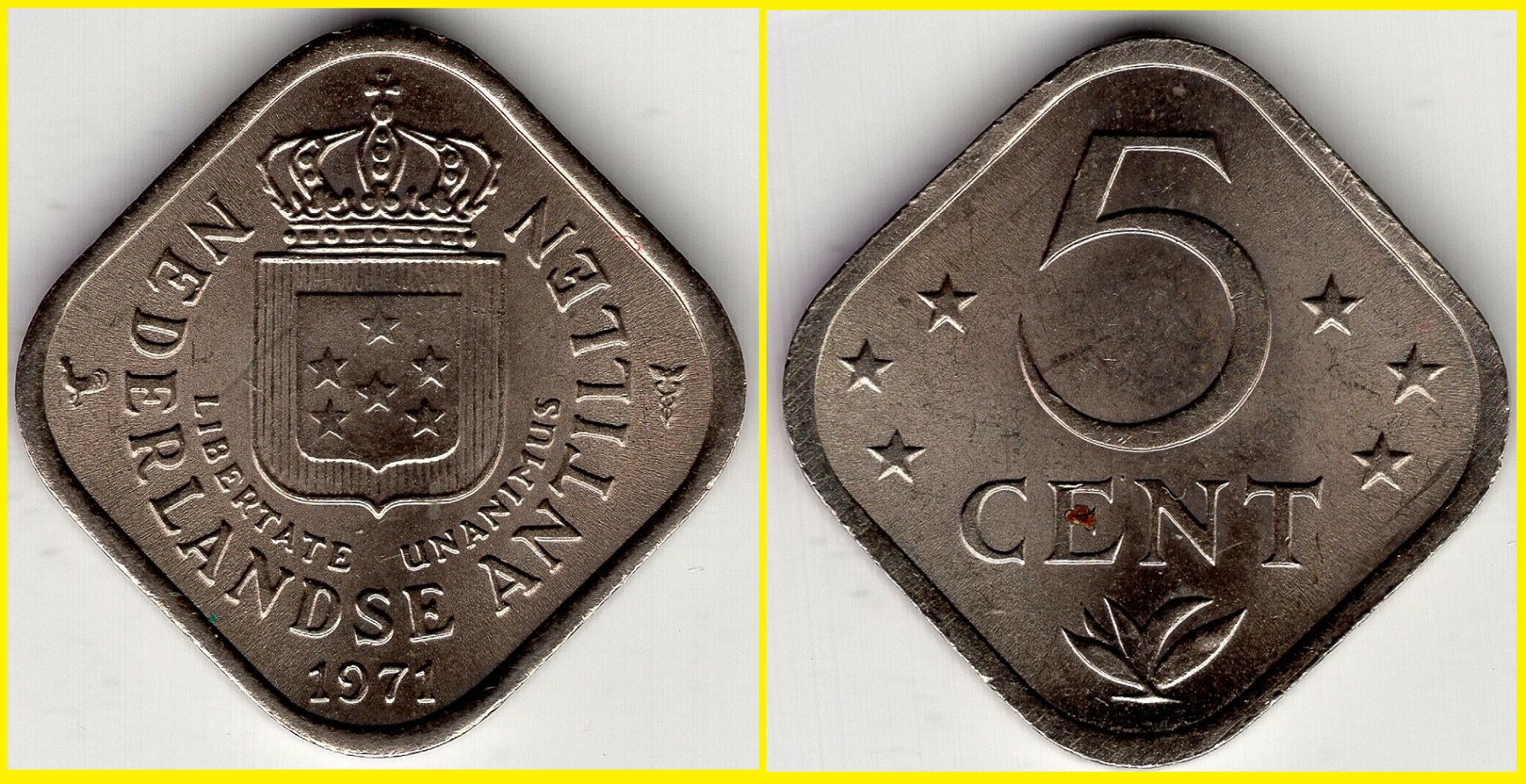 1971- Netherlands Antilles 5 Cent Nice World Coin.jpg