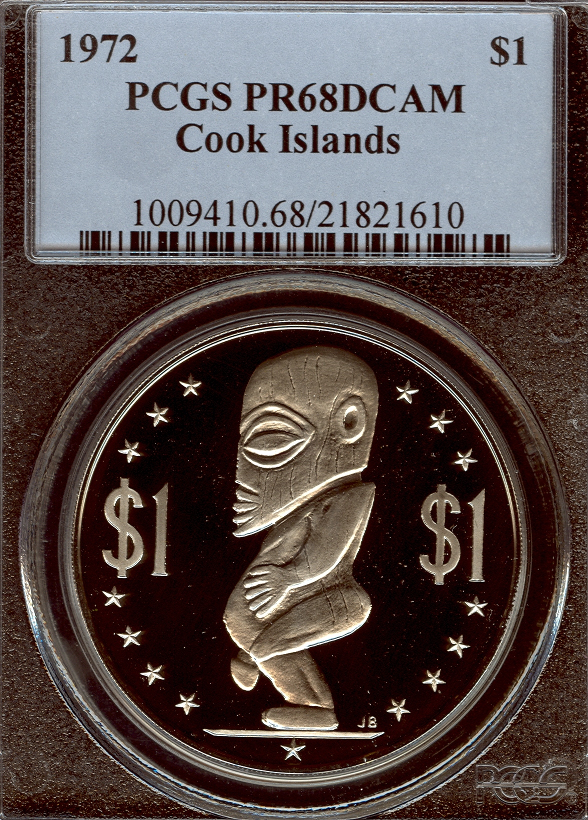 1972 21821610 Cook Islands PCGS PR68DCAM Slab Obv.jpg