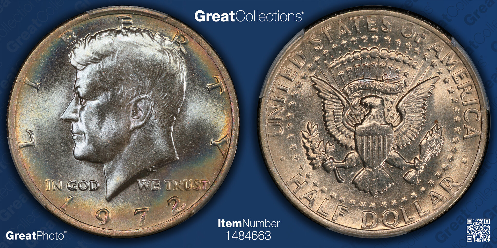 1972 50C HALF DOLLAR - KENNEDY, CLAD PCGS MS66+ 47244663 GreatCollections Full.jpg