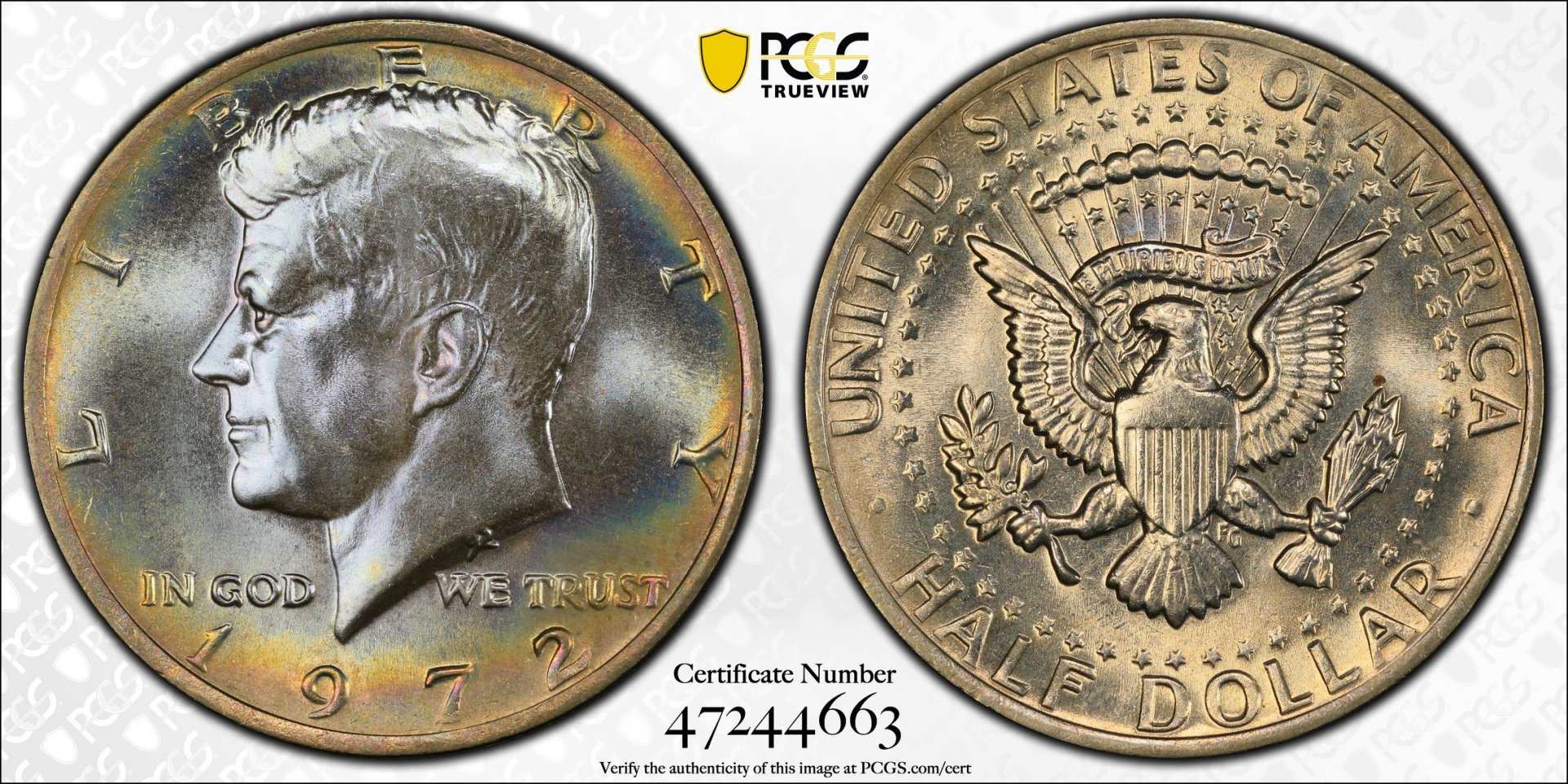 1972 50C HALF DOLLAR - KENNEDY, CLAD PCGS MS66+ 47244663 TrueView Full.jpg