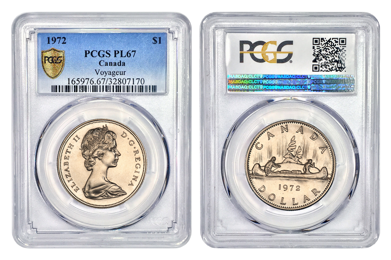 1972 Canada Dollar (Voyageur) PCGS PL67 slab.jpg