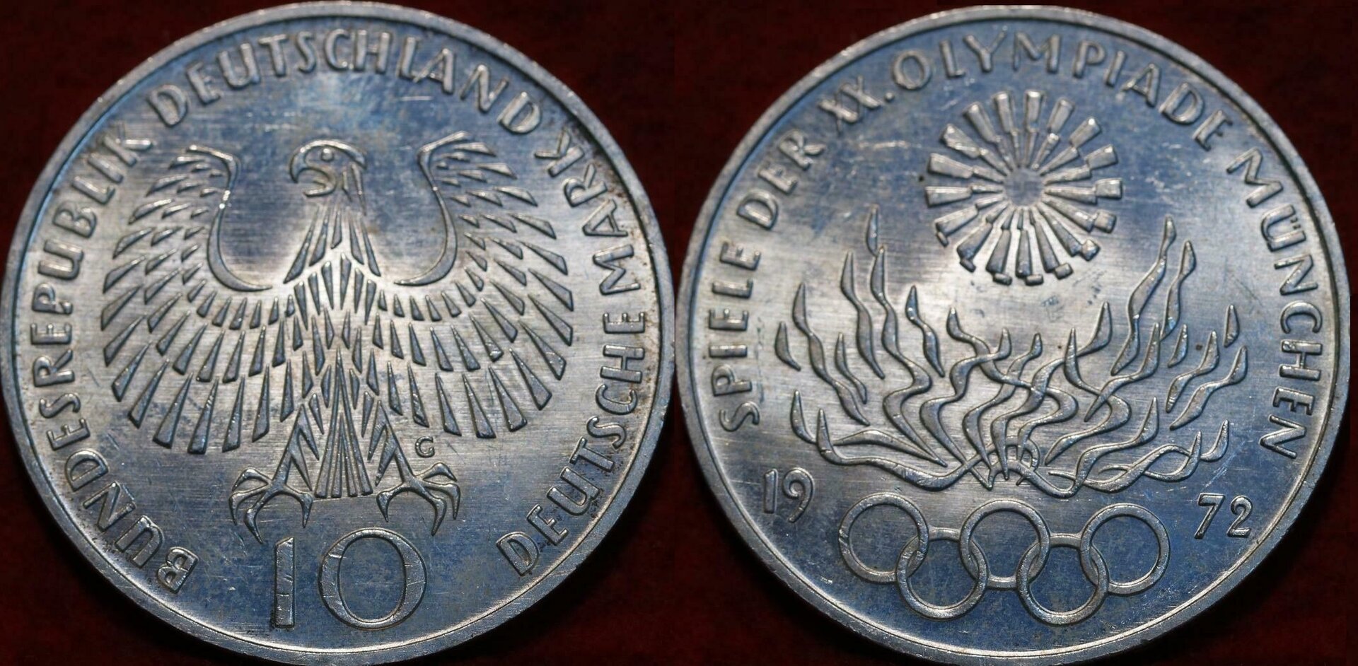 1972-G Unc German 10 Mark Silver $5.72 + $3.  352613834342  Vette1986  r.jpg