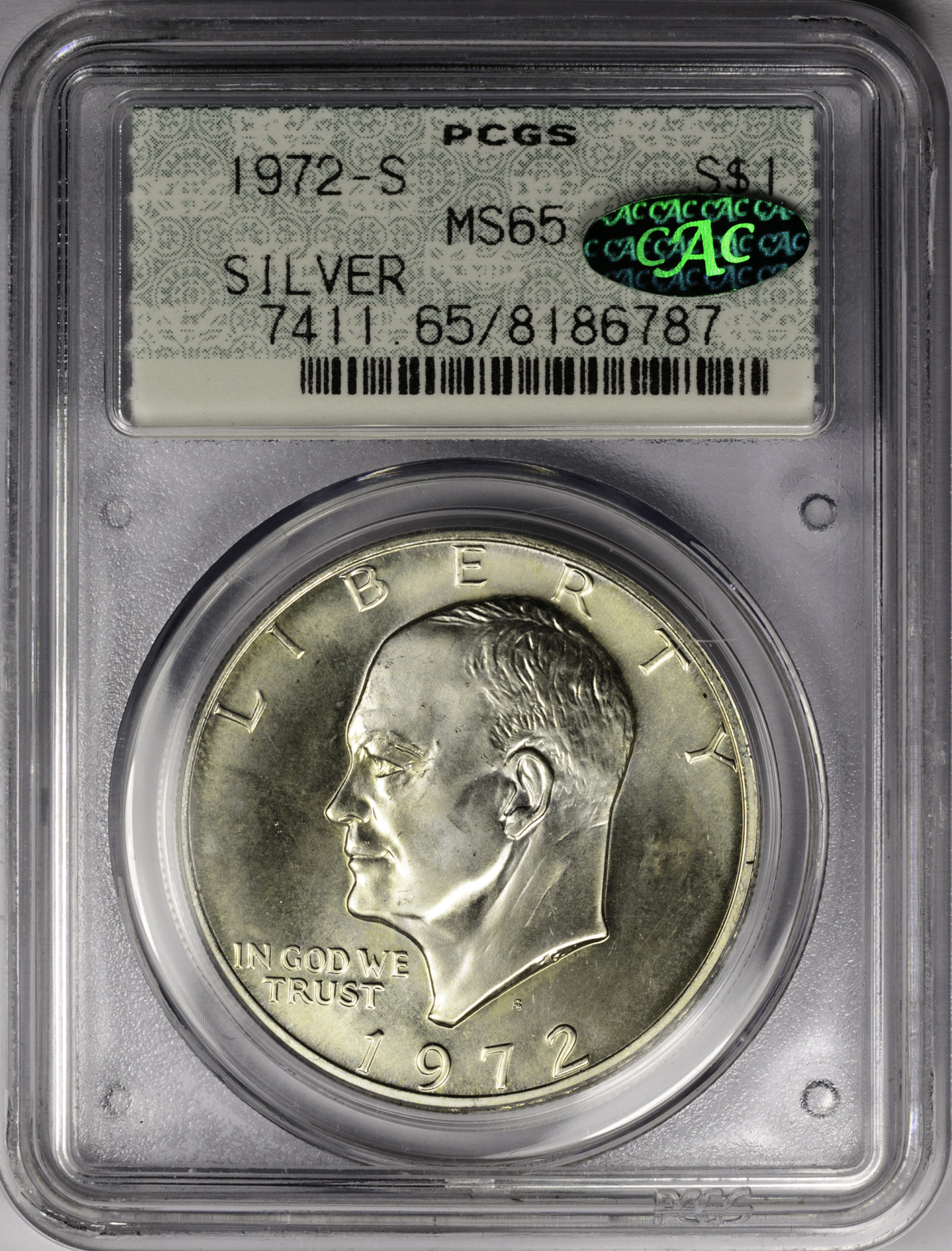 1972 S $1 Obv Slab MS 65 PCGS SILVER 8186787 CAC.jpg