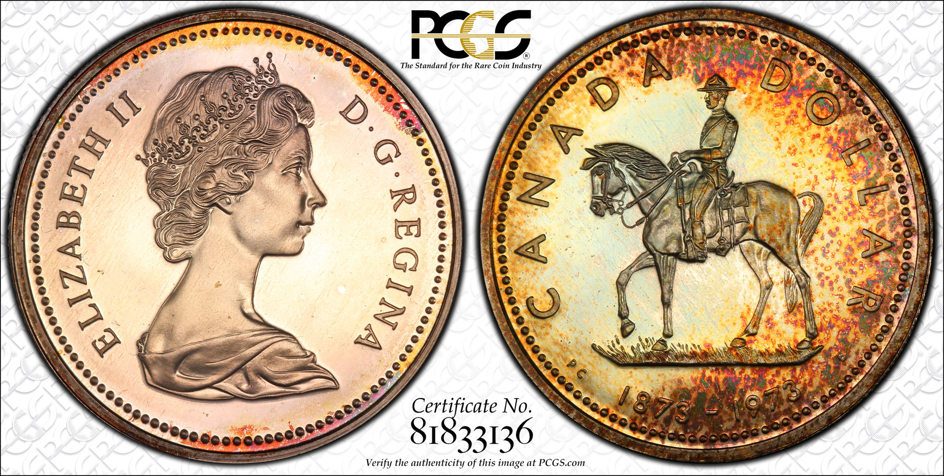 1973 Canada Silver Dollar (RCMP) PCGS SP67 TrueView.jpg