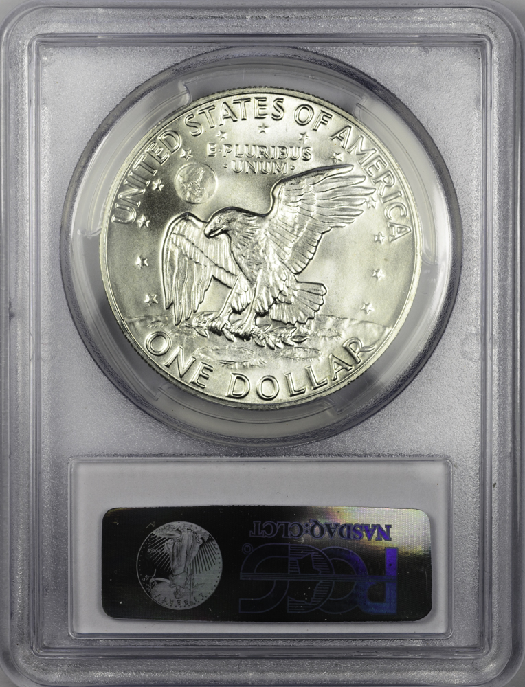 1974 DOLLAR - EISENHOWER SILVER PCGS MS 66 SILVER, CAC green! $1 Rev Slab.jpg