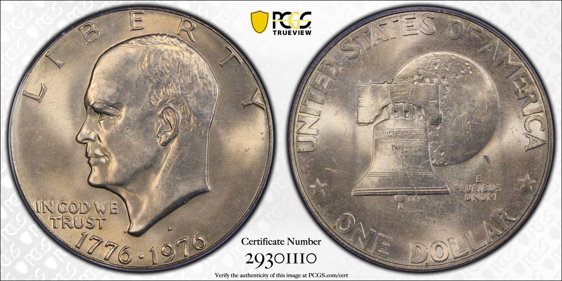 1976 D $1 Dollar - Eisenhower Bicentennial T1 PCGS MS65 29301110 CAC TrueView Full.jpg