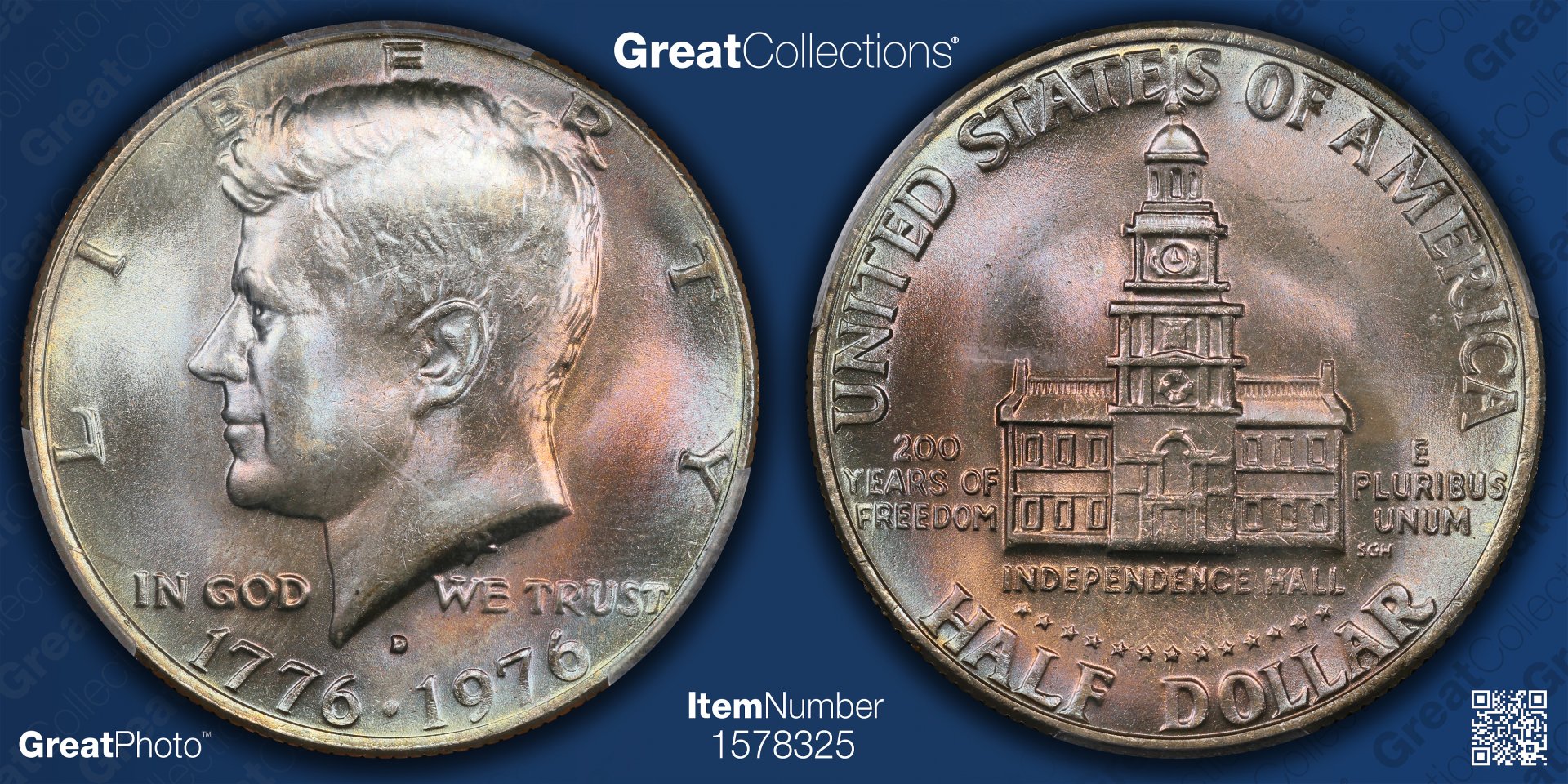 1976 D 50C HALF DOLLARS - KENNEDY BICENTENNIAL, CLAD PCGS MS66 49395900 GC GreatPhoto.jpg
