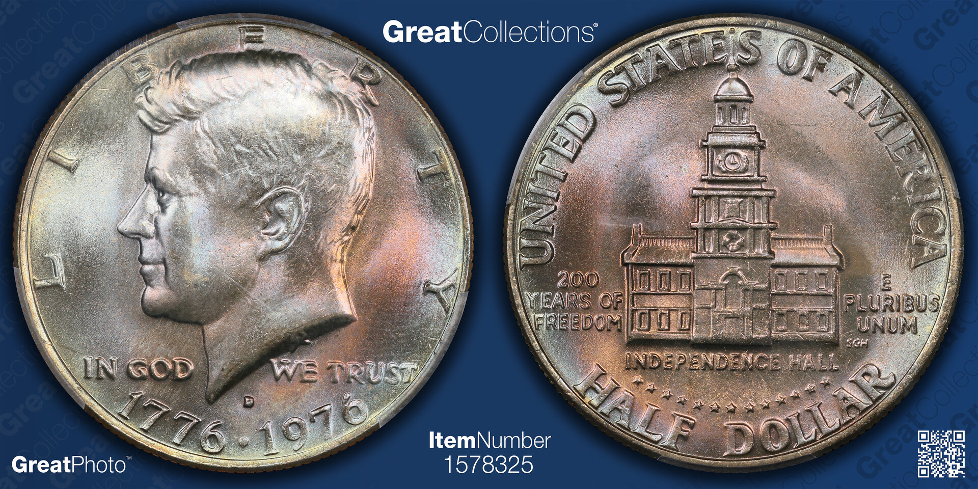 1976 D 50C HALF DOLLARS - KENNEDY BICENTENNIAL, CLAD PCGS MS66 49395900 GC GreatPhoto.jpg