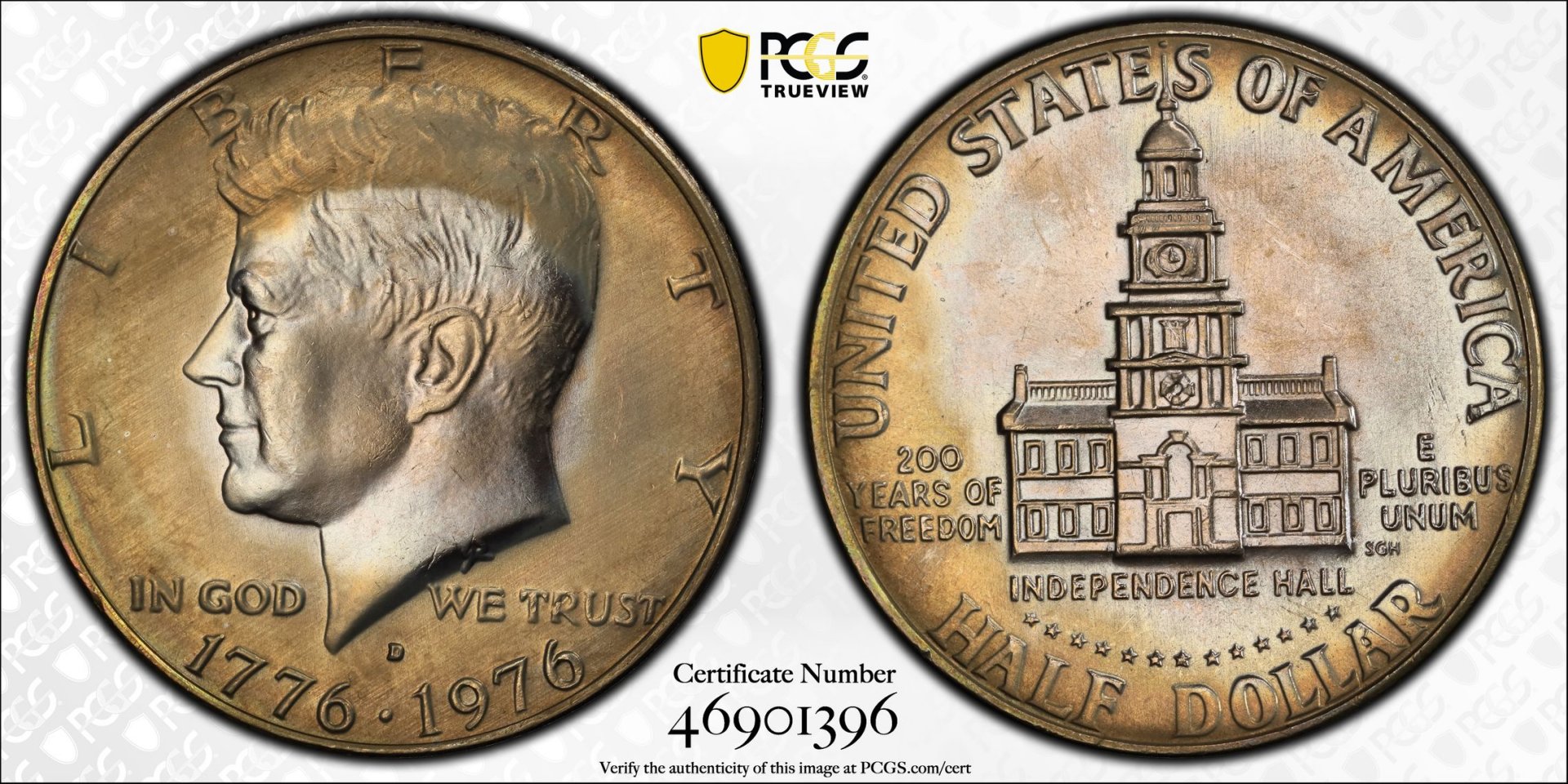 1976 D 50C HALF DOLLARS - KENNEDY PCGS MS66 46901396 TrueView.jpg