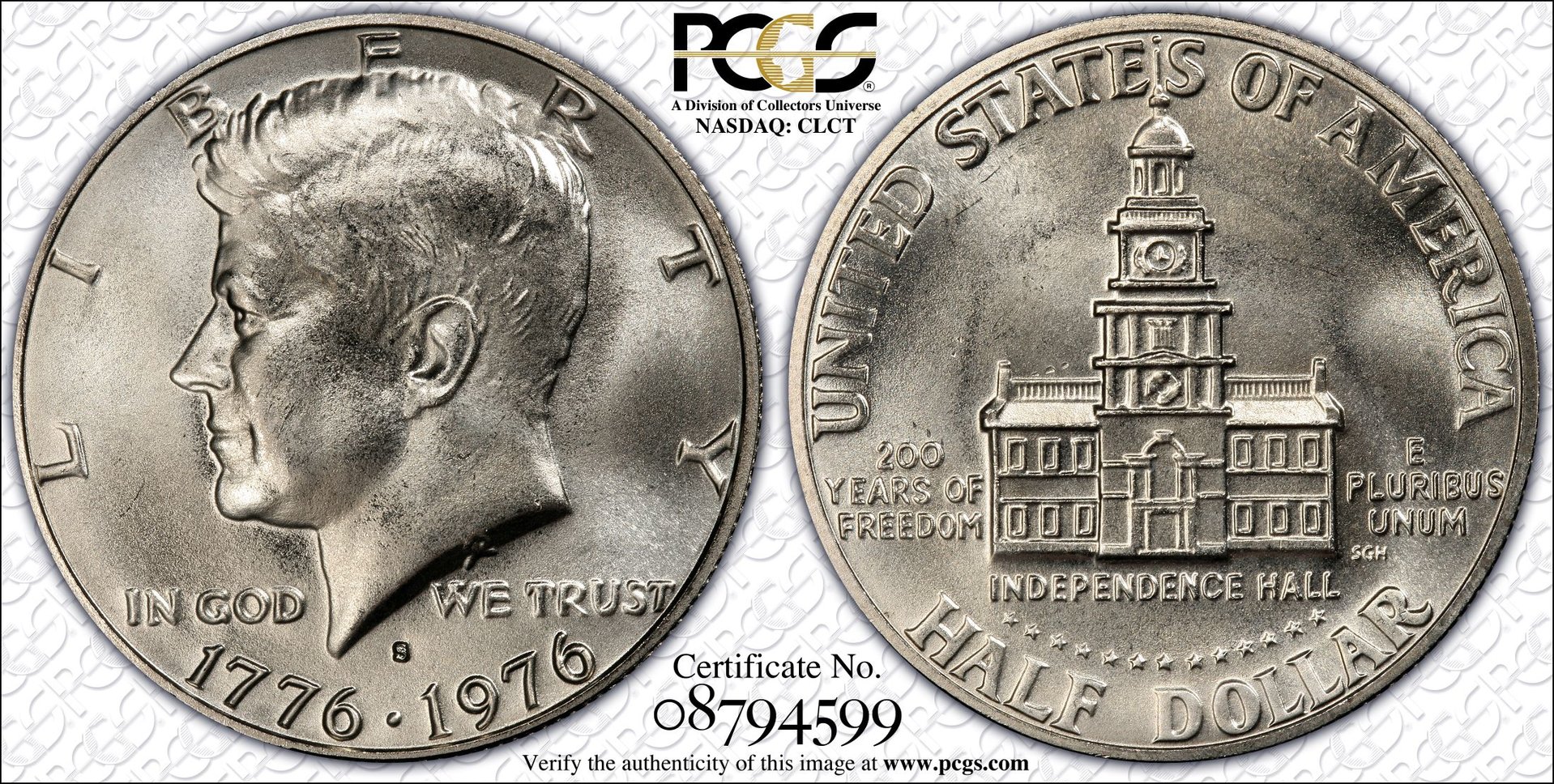 1976 S 50C HALF DOLLAR - KENNEDY, SILVER-CLAD PCGS MS65 8794599 TrueView Extra Large.jpg