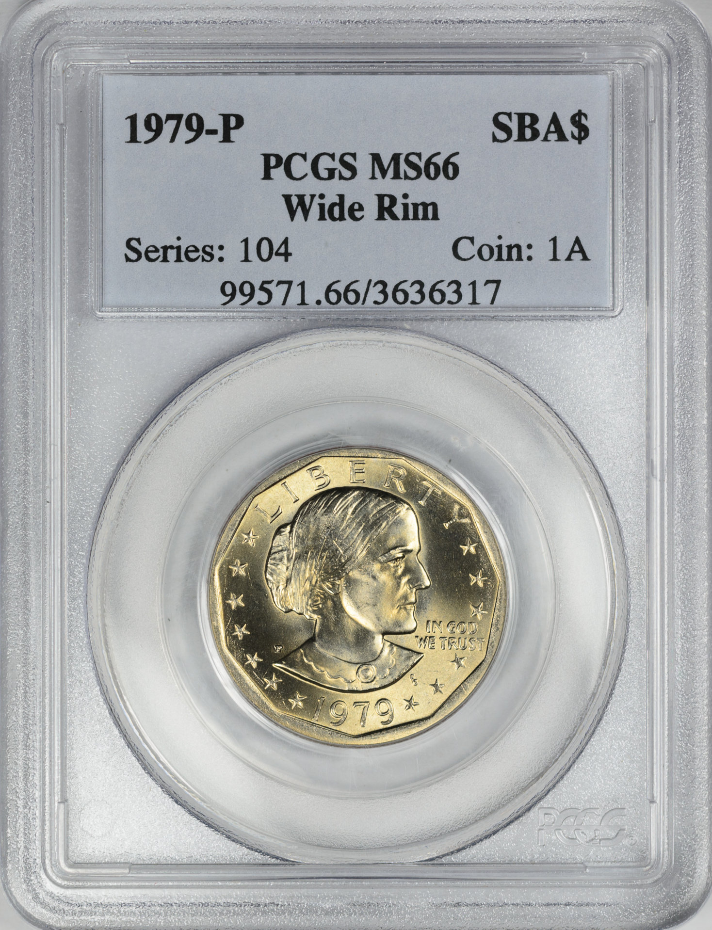 1979 P $1 DOLLAR - ANTHONY WIDE RIM PCGS MS66 3636317 Obv Slab v3.jpg