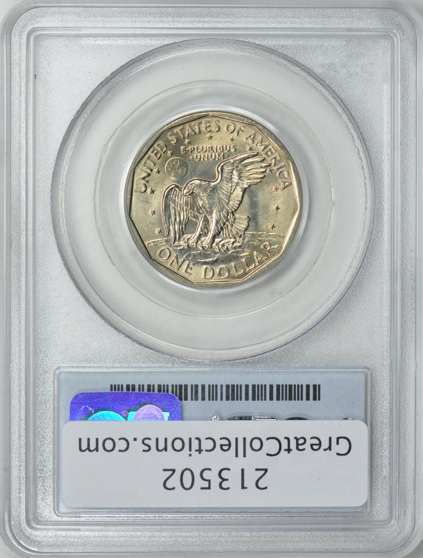 1979 P $1 DOLLAR - ANTHONY WIDE RIM PCGS MS66 3636317 Rev Slab GC.jpg