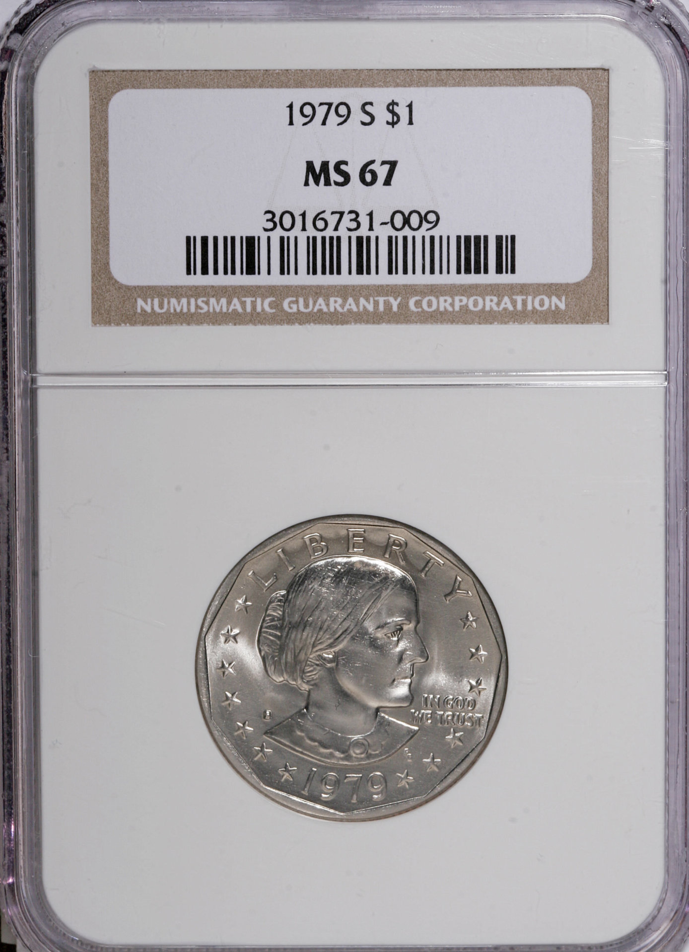 1979 S $1 DOLLAR - ANTHONY NGC MS67 3016731-009 Obv Slab.jpg