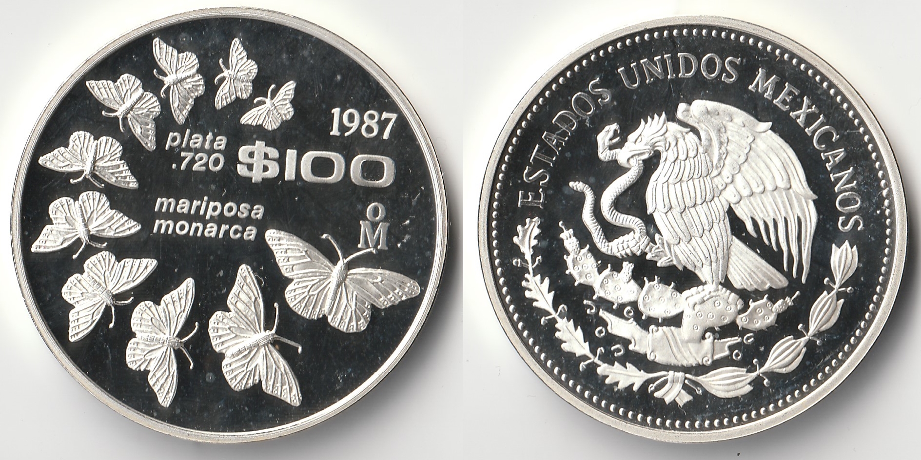 1987 mexico 100 pesos monarchs.jpg